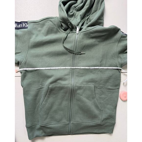 Calvin Klein Women's Fleece Logo Stripe Full Zip Hoodie NWT GREEN SIZE S - Picture 8 of 9